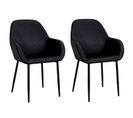 Lot De 2 Fauteuils De Table Giulia Effet Velours - Noir