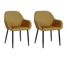 Lot De 2 Fauteuils De Table Giulia Effet Velours - Jaune Moutarde