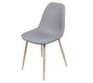 Lot De 4 Chaises En Tissus Et Pieds En Métal Effet Bois - Gris Clair