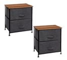 Lot De 2 Tables De Chevet à 2 Tiroirs - H. 51 Cm - Gris Foncé