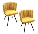 Lot De 2 Chaises Design Effet Velours Ariel - Jaune