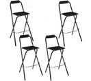 Lot De 4 Chaises De Bar Pliante Louna - H. 97,5 Cm - Noir