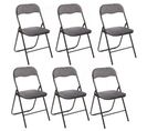 Lot De 6 Chaises Pliantes Effet Velours - Gris Clair