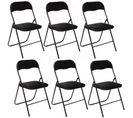 Lot De 6 Chaises Pliantes Effet Velours - Noir