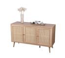 Buffet 3 Portes Bali En Cannage Et Bois Contreplaqué - H70 Cm