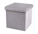 Pouf De Rangement Pliable Kube En Velours - Gris Clair