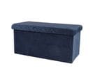 Banc De Rangement Pliable Kube En Velours - Bleu