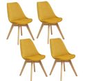 Lot De 4 Chaises Effet Velours Baya - Ocre