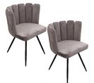 Lot De 2 Chaises Design Effet Velours Ariel - Gris