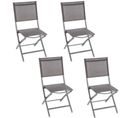 Lot De 4 Chaises De Jardin Pliante Essentia - Aluminium Et Texaline - Gris Anthracite