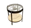 Table D'appoint En Verre Et Mdf - Diam.40,5cm - Bois Et Noir