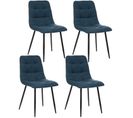 Lot De 4 Chaises Sirac Effet Velours - Bleu Canard