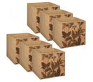 Lot De 6 Boîtes De Rangement Imprimé Tropical En Bambou Et Tissu - Marron