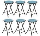 Lot De 6 Tabourets Pliants Avec Effet Velours - Bleu