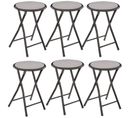 Lot De 6 Tabourets Pliants Avec Effet Velours - Gris