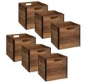 Lot De 6 Boîtes De Rangement Design En Mdf Effet Bois - Marron Et Noir