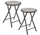 Lot De 2 Tabourets Pliants Avec Effet Velours - Gris