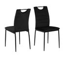 Lot De 4 Chaises De Salle à Manger Effet Velours Et Métal - Noir