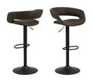 Lot De 2 Tabourets De Bar En Tissu Et Métal - Gris