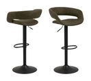 Lot De 2 Tabourets De Bar En Tissu Et Métal- Vert