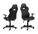 Chaise De Bureau Pour Gamer Effet Cuir - Noir Et Vert