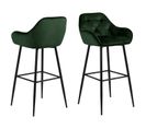 Lot De 2 Tabourets De Bar En Tissu Et Métal - Vert