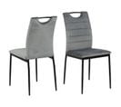 Lot De 4 Chaises De Salle à Manger Effet Velours Et Métal - Gris