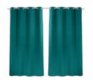 Lot De 2 Rideaux Occultants Basic à 8 Oeillets - Longueur 240 Cm X Largeur 140 Cm - Vert Émeraude