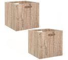 Lot De 2 Boîtes De Rangement Effet Bois En Mdf Mix N' Modul - L. 31 X L. 31 Cm - Beige, Effet Bois