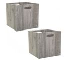 Lot De 2 Boîtes De Rangement Effet Bois En Mdf Mix N' Modul - L. 31 X L. 31 Cm - Gris Effet Bois