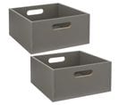 Lot De 2 Boîtes De Rangement Carrée En Mdf - L. 31 X H. 15 Cm - Vert De Gris