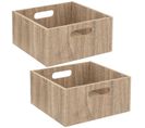 Lot De 2 Boîtes De Rangement Carrée En Mdf - L. 31 X H. 15 Cm - Beige, Effet Bois