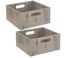 Lot De 2 Boîtes De Rangement Carrée En Mdf - L. 31 X H. 15 Cm - Gris, Effet Bois