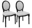 Lot De 2 Chaises Eleonor Style Baroque En Bois Et Polyester - Gris Et Noir