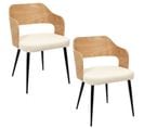 Lot De 2 Fauteuils De Table Assise Bouclette Loki En Contreplaqué Et Polyester - Beige Et Blanc