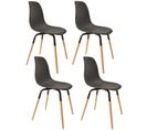 Lot De 4 Chaises Scandinave Phenix En Polypropylène Et Métal - Noir