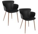 Lot De 2 Fauteuils Coque Lorens En Polypropylène Et Métal - Noir Et Marron