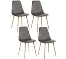 Lot De 4 Chaises En Polyester Effet Velours Et Pieds En Fer Roka - Gris