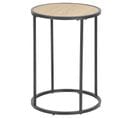 Table D'appoint Ou Bout De Canapé Rond En Mdf Et Métal Diam.40cm - Beige Et Noir