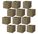 Lot De 12 Cubes De Rangement Pliables En Polypropylène Avec Poignée - 30x30x30cm - Vert Olive