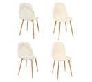 Lot De 4 Chaises Faro Tissu Et Pieds Métal Imitation Bois - Beige