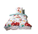 Parure De Lit Enfant Pompier - 100% Coton Adouci 57 Fils - 140 X 200 Cm