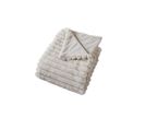 Plaid Sela Effet Fourrure Côtélée Et Flanelle - 150 X 125 Cm - Beige