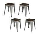 Lot De 4 Tabourets Vintage Liv H46 Cm - Gris Mat