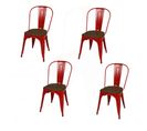 Lot De 4 Chaises Vintage Liv H84 Cm - Rouge