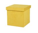 Pouf De Rangement Pliable Kube En Velours Côtelé - Jaune