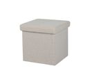 Pouf De Rangement Pliable Kube Revêtement Bouclette - Blanc Crème