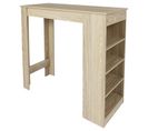 Table De Bar Mange Debout Avec 4 Niches De Rangement - Marron