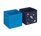 Lot De 2 Boites De Rangement Espace En Tissu - 29x29x29cm - Bleu