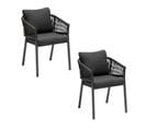 Lot De 2 Fauteuils Repas Oriengo Aluminium Et Mailles Tressées - Anthracite Et Graphite